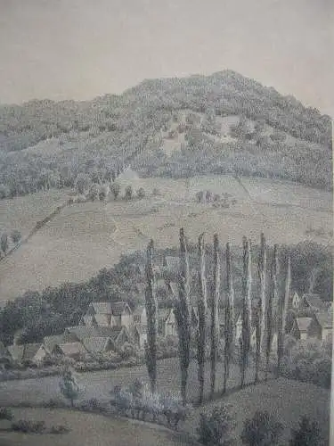 Mansbach Gesamtansicht Hohenroda Hessen Orig Lithografie Tonplatte um 1850