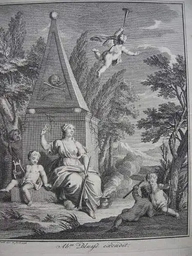 Johannes Punt (1711-1779) Memento Mori Musizierende Putti Orig Kupferstich 1756