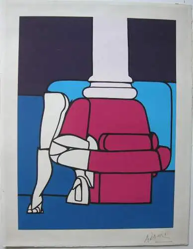 Valerio Adami (1935) ohne Titel Orig Lithografie  faks. Sign POPart