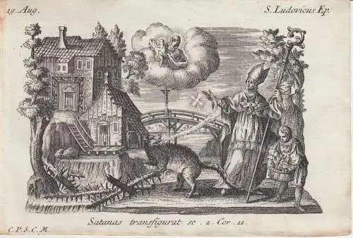 Gebrüder Klauber Heiliger Ludwig v Toulouse Ordensmann Bischof Kupferstich 1750