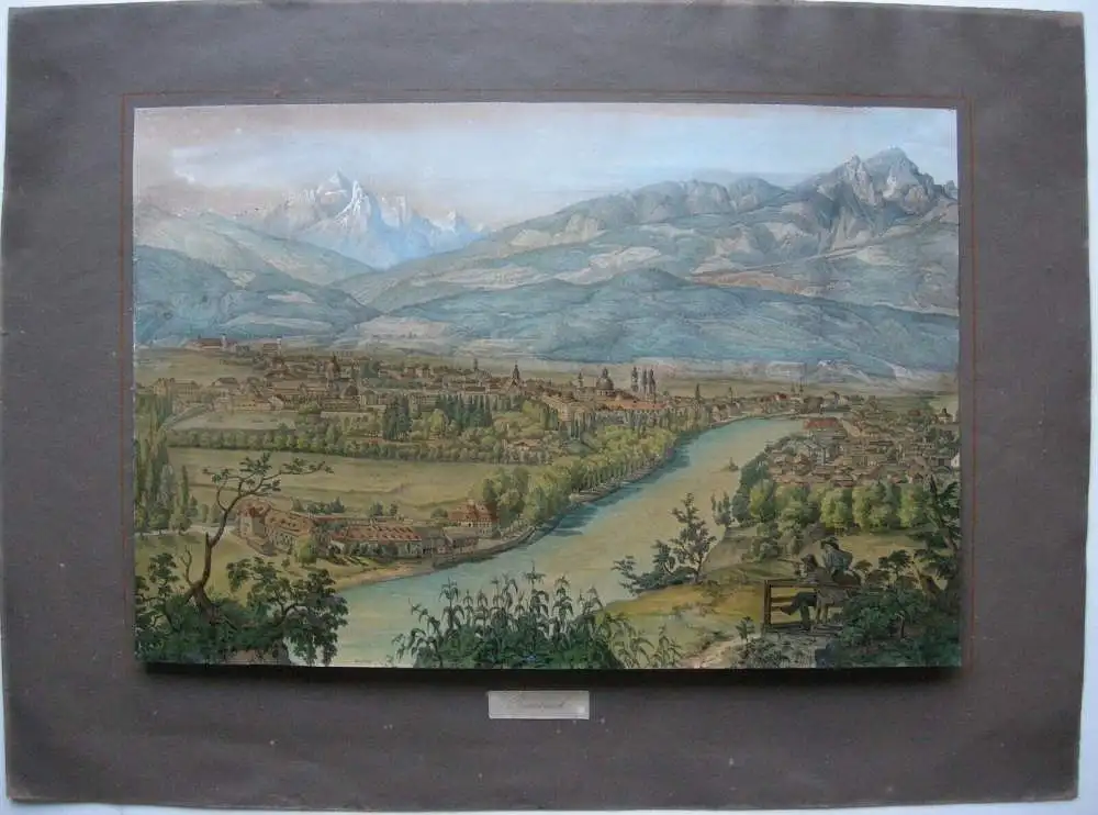 Innsbruck Gesamtansicht Tirol Österreich Orig. Lithografie A. Podesta 1838 0