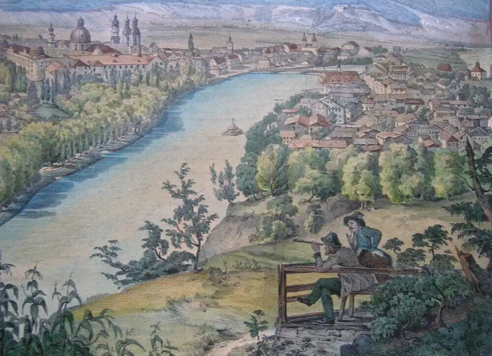 Innsbruck Gesamtansicht Tirol Österreich Orig. Lithografie A. Podesta 1838 4