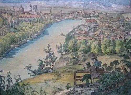 Innsbruck Gesamtansicht Tirol Österreich Orig. Lithografie A. Podesta 1838