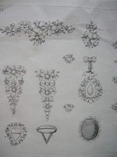 Zeichenkunst für Juweliere Goldschmiede 8 (von 11) Kupfertafeln ca. 1780