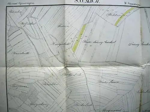 Flurkarte Gemarkung Sigmaringen MKXXI Remensberger Orig. Lithografie 1844 Lutz