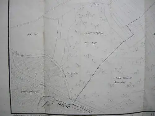 Flurkarte Gemarkung Sigmaringen MK XX Remensberger Orig. Lithografie 1844 Lutz