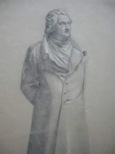 Portrait Johann Wolfgang von Goethe stehend Ganzfigur Kohlezeichnung um 1900