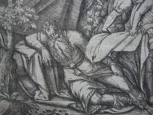 Pieter van der Borcht (1545-1608) Flämisch Noah im Rausch Sohn Radierung 1600