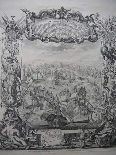 Seeschlacht Velez-Malaga Span Erbfolgekrieg Kupferstich Corvinus España 1720