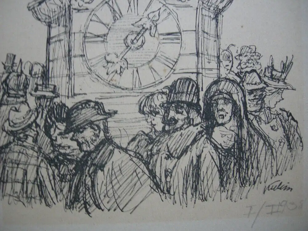 Alfred Kubin (1877-1959) Memento Mori Verrinnende Zeit Federlithografie 1938 2