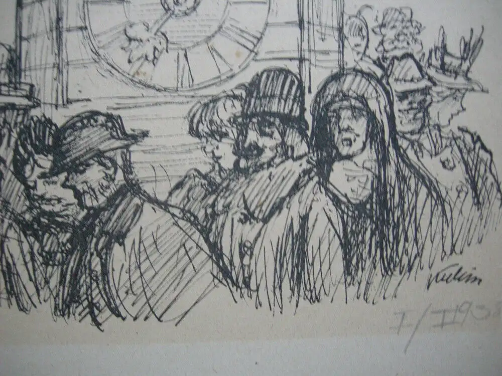 Alfred Kubin (1877-1959) Memento Mori Verrinnende Zeit Federlithografie 1938 3