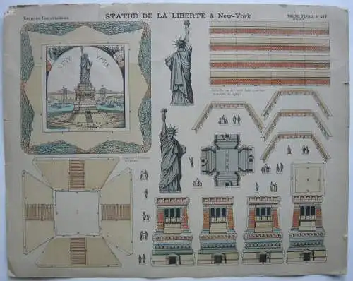 Imagerie d'Epinal 417  Statue de la Liberté New-York Holzschnitt Bois 1880