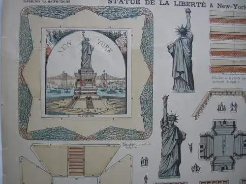 Imagerie d'Epinal 417  Statue de la Liberté New-York Holzschnitt Bois 1880