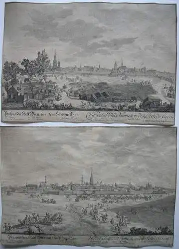 Joh Ad Delsenbach (1687-1765) Wien 2 Ansichten vom Burg- und Schotten-Thor 1719