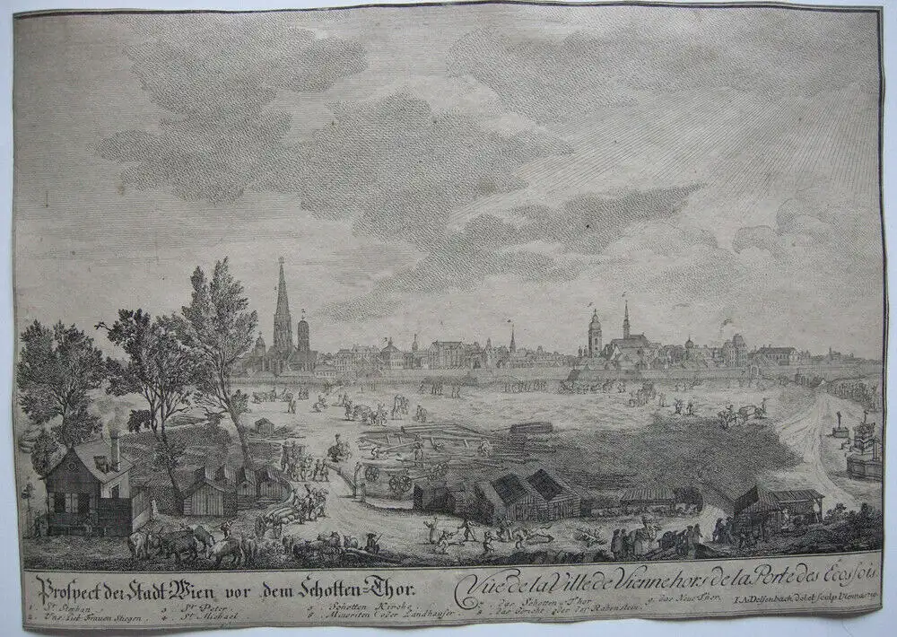 Joh Ad Delsenbach (1687-1765) Wien 2 Ansichten vom Burg- und Schotten-Thor 1719 1