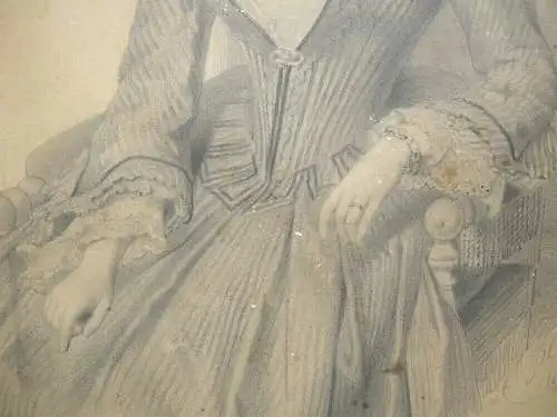 Pieter G. Bernhard (1813-1880) Portrait vornehme Dame Bleistiftzeichnung 1852