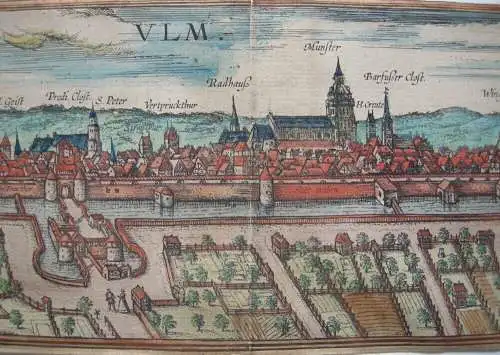 Ulm Baden Württemberg Altkolorierter Kupferstich Braun Hogenberg 1580