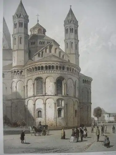 Köln Apostelkirche Orig Farblithografie Fourmois um 1860 Nordrhein Westfalen