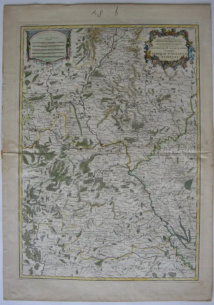 Oberrheinischer Kurrheinischer Rechtskreis kolor Kupferstichkarte Sanson 1690 0
