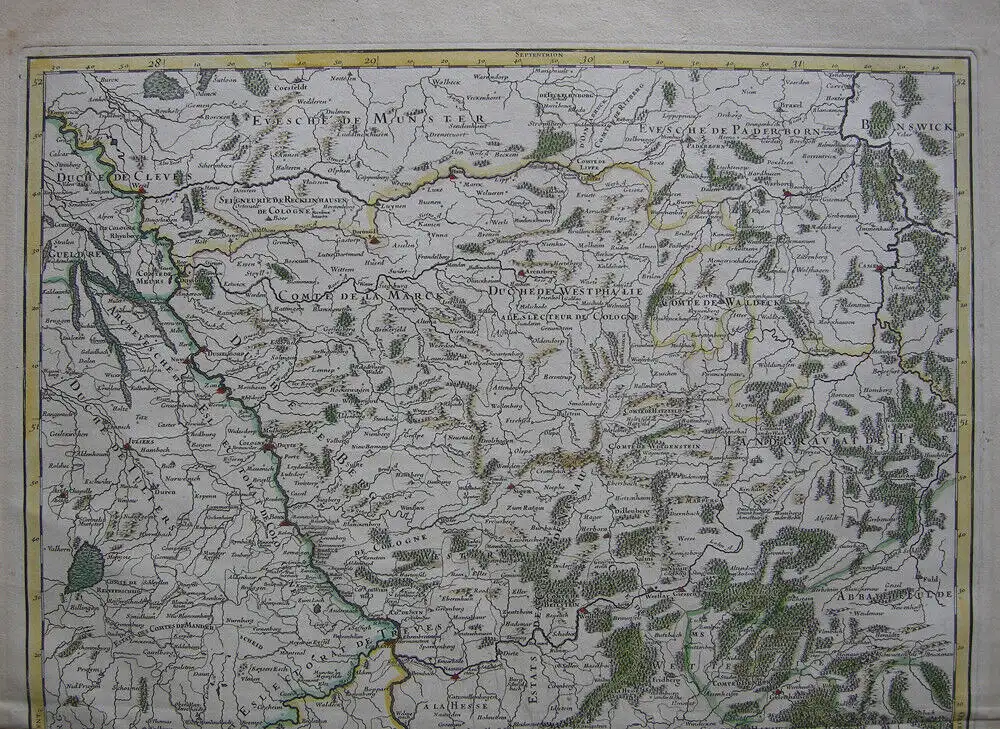 Oberrheinischer Kurrheinischer Rechtskreis kolor Kupferstichkarte Sanson 1690 1