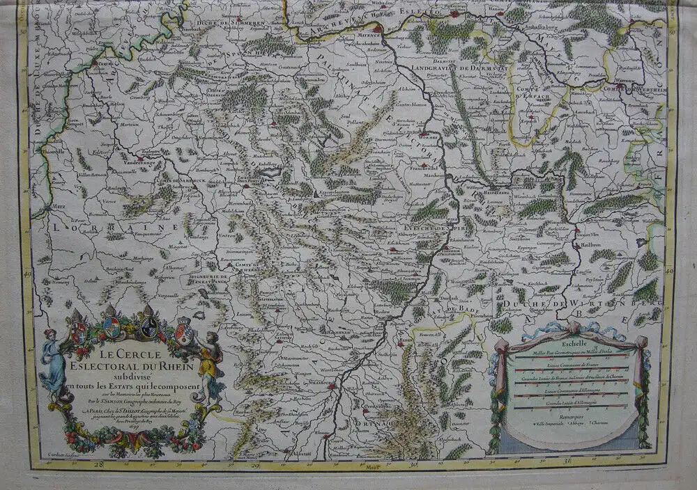 Oberrheinischer Kurrheinischer Rechtskreis kolor Kupferstichkarte Sanson 1690 2