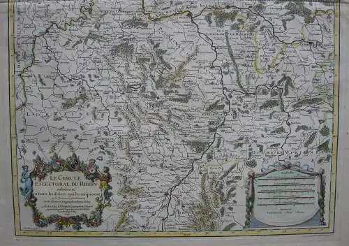 Oberrheinischer Kurrheinischer Rechtskreis kolor Kupferstichkarte Sanson 1690