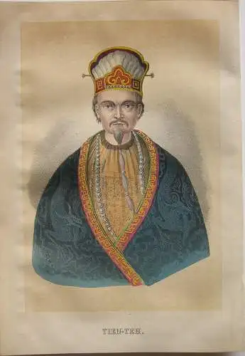 Hong Xiuquan (1814-1864) selbsternannter Kaiser von China Farblithografie 1855