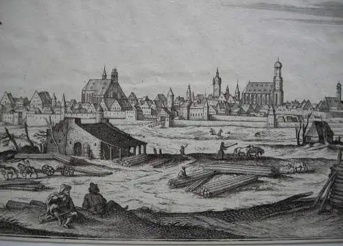 Straubing Niederbayern Orig Kupferstich Merian 1644 Gesamtansicht