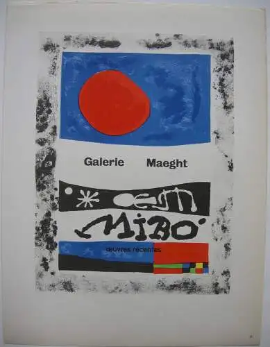 Joan Miro Oeuvres recentes  Maeght Orig Lithografie 1959 Maitres de l'Ecole