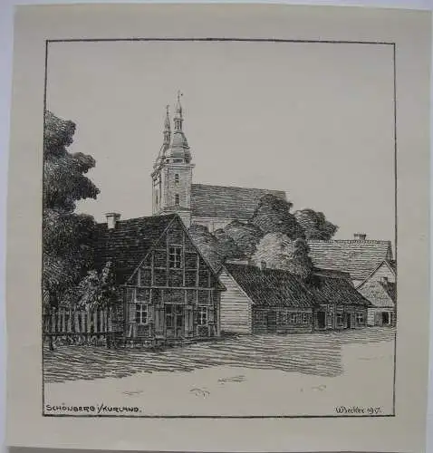 Lettland Schönberg Skaistkalne Kurland Baltikum Orig Lithographie 1917