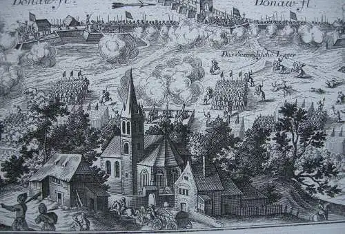 Ingolstadt Gesamtansicht Belagerung Schweden Kupferstich 1720 Oberbayern