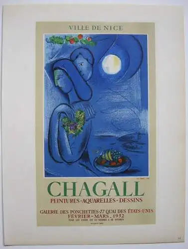 Marc Chagall Peintures Aquarelles Orig Lithografie 1959 Maitres de l'Ecole