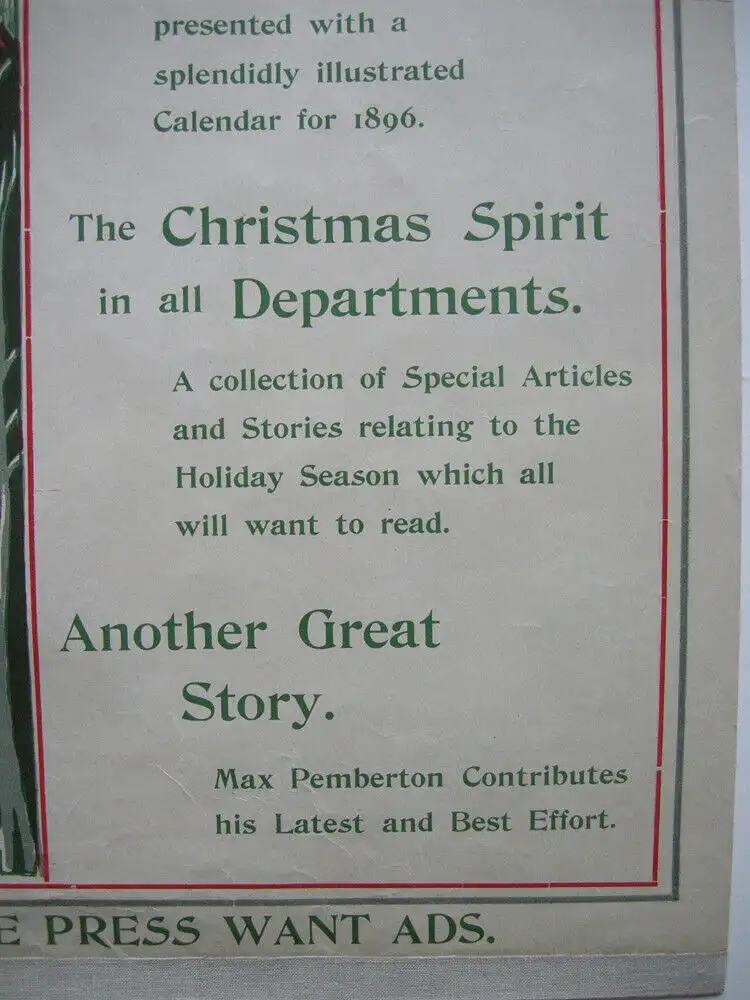 Plakat Poster Philadelphia Sunday Press Lithografie entoilé 1895 art nouveau 3