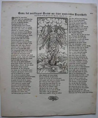 Hans Weigel Fama das weitfliegend Gerücht  Einblattdruck Orig. Holzschnitt 1821