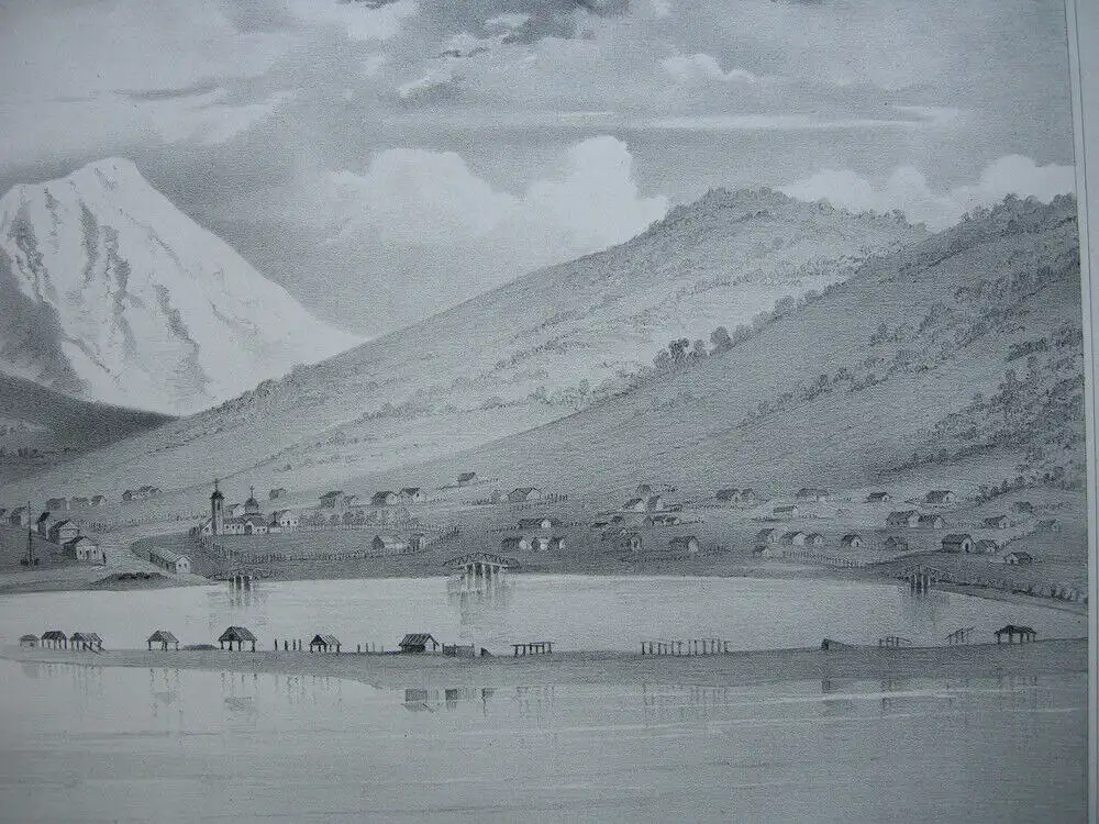 Petropawlowski Kamtschatka Russland Gesamtandsicht Lithografie Lasalle 1840 2