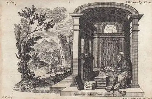 Gebrüder Klauber Sankt Hilarius von Poitiers Bischof Kupferstich 1750