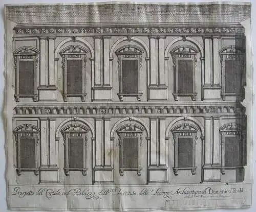 Bologna Cortile Palazzo Scienze S. Giovanni in Monte Fassaden 2 Radierungen 1700