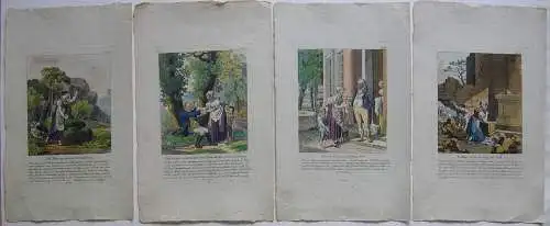 4 Illustrationen zum Vater unser kolorierte Radierungen 1820