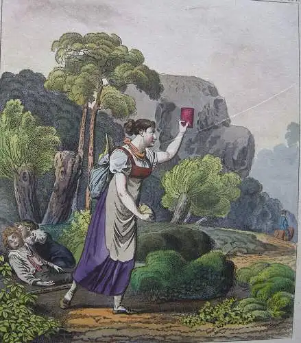 4 Illustrationen zum Vater unser kolorierte Radierungen 1820