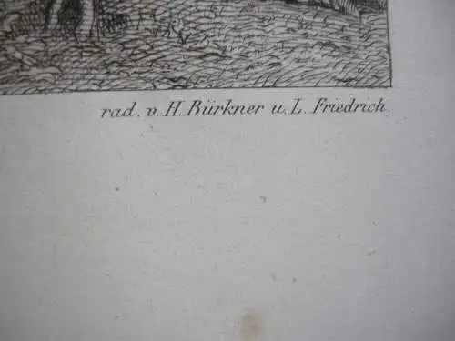 In der Furth Orig Radierung Bürkner nach Ludwig Richter um 1860 Romantik