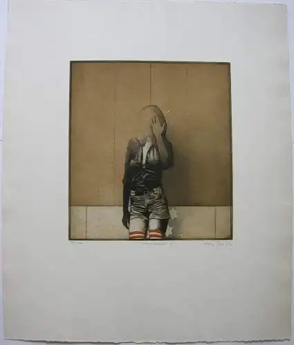 Klaus Böttger (1942-1992) Ringelstrumpf IV Orig. Radierung 1973 signiert Erotik