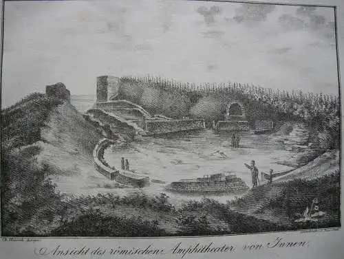 Trier Röm Amphitheater Lithografie J Susenbeth nach Hawich 1823 Rheinland