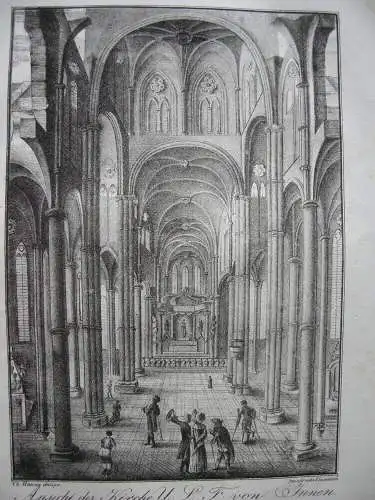 Trier Ansicht der Kirche U.L. F. Lithografie J Susenbeth nach Hawich 1823 Rheinl