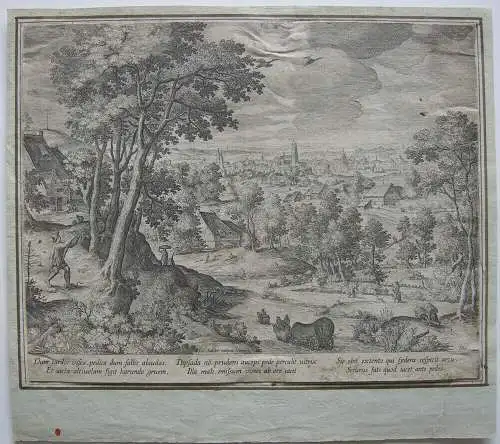 Jan Sadeler I (1550-1600) Landschaft Vogelfänger Schlange  Orig Radierung 1580