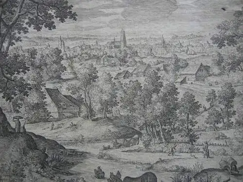 Jan Sadeler I (1550-1600) Landschaft Vogelfänger Schlange  Orig Radierung 1580