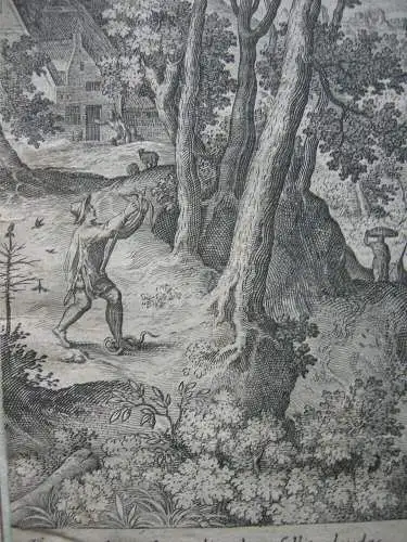 Jan Sadeler I (1550-1600) Landschaft Vogelfänger Schlange  Orig Radierung 1580