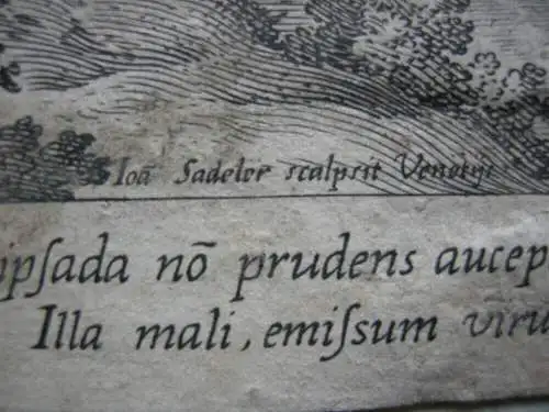 Jan Sadeler I (1550-1600) Landschaft Vogelfänger Schlange  Orig Radierung 1580