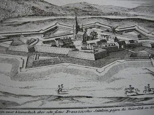 Rocroi Gesamtansicht Befestigungsanlagen Kupferstich Bodenehr 1720 France