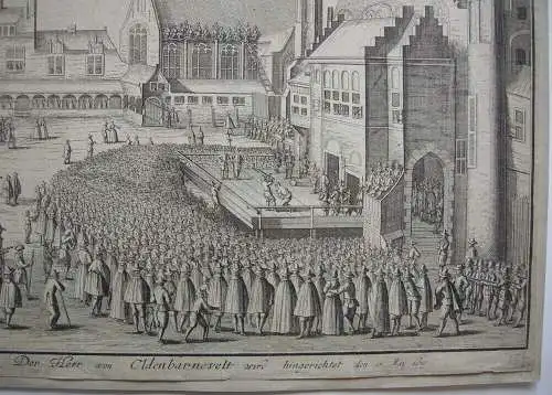 Hinrichtung Jan van Oldenbarnevelt Den Haag 1619 Orig Radierung 1650 Holland