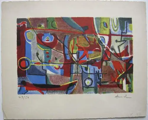 Bachir Amal (1954) Komposition Orig Lithografie signiert 49/50 Marokko